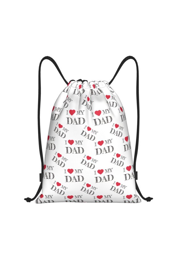 I Love My Dad Print Drawstring Backpack Drawstring Bags,Draw String Back Bag Drawstring Bags for Sports,Gym,Travel,Swimming,Beach