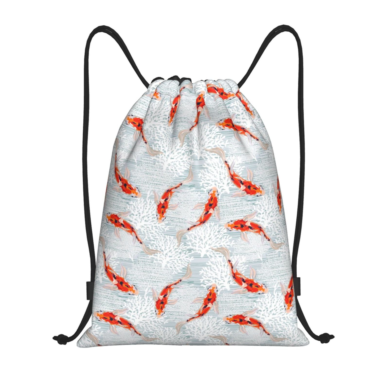Koi Fish String Kuqiui Koi Fish Corals,Spring Summer Print Drawstring Backpack ...