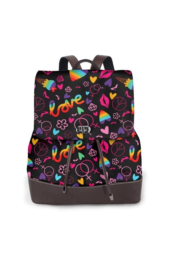 Lgbt Rainbow For Pride Print Leather Backpack Purse For Women Fashion Ladies Vintage Bags Casual College Travel Backpacks bag
