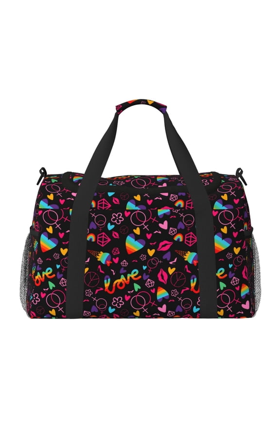 Lgbt Rainbow For Pride Print Foldable Travel Duffel Bag Tote Carry on Luggage Bag Personal item Sports Gym Bag Water Resistant Weekender Overnight Bags for Women and Men