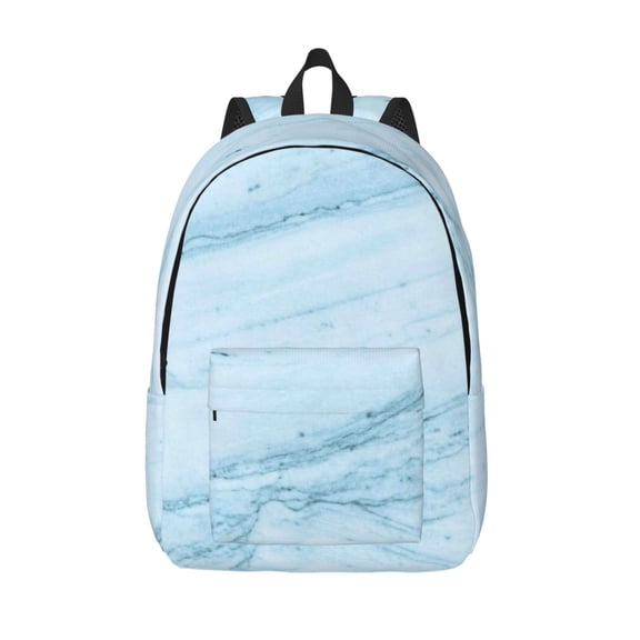 Kuqiui Light Blue Marble Print Canvas Travel Laptop Backpack for Men Women,Business Work Rucksack College School Computer Bag Fits 15.6 Inch Notebook