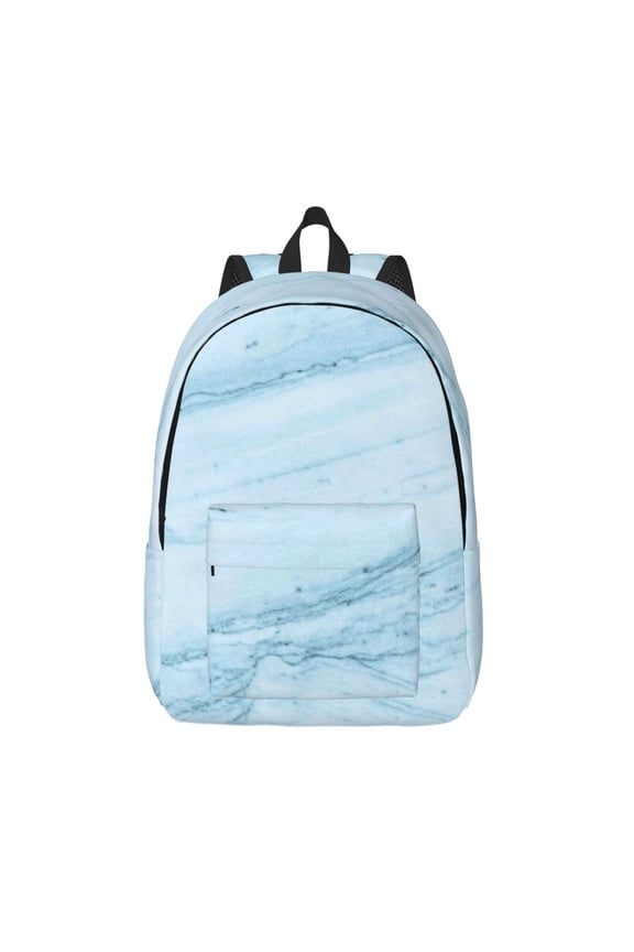 Light Blue Marble Print Canvas Travel Laptop Backpack for Men Women,Business Work Rucksack College School Computer Bag Fits 15.6 Inch Notebook