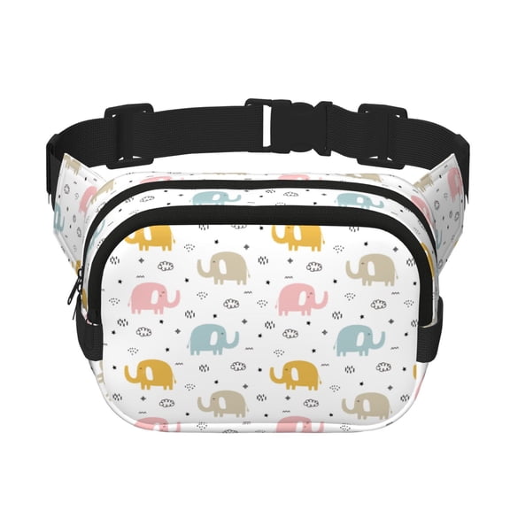 Kuqiui Little Elephant Print Fanny Packs for Women Cross Body Waist Bag Fashionable Fanny Pack Designer Workout Hiking Waist Pack Running Travel Gym