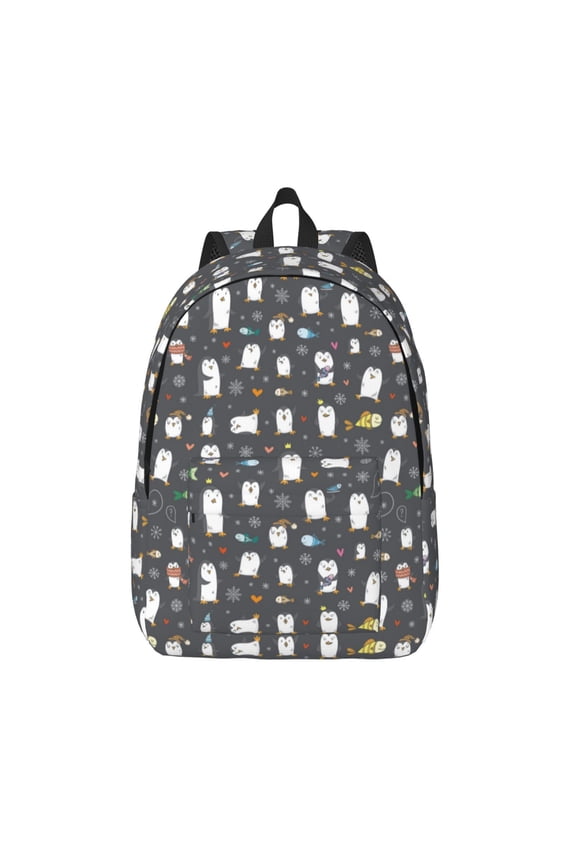Lovely Penguin Print Canvas Travel Laptop Backpack for Men Women,Business Work Rucksack College School Computer Bag Fits 15.6 Inch Notebook
