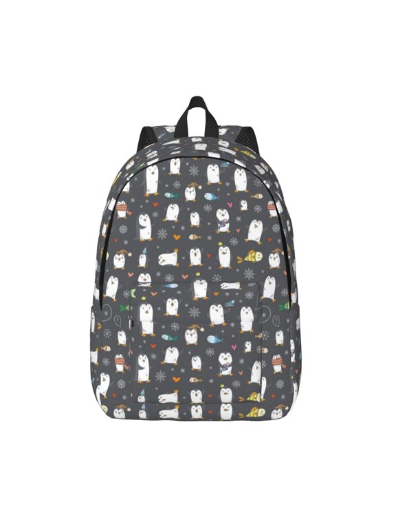 Lovely Penguin Print Canvas Travel Laptop Backpack for Men Women,Business Work Rucksack College School Computer Bag Fits 15.6 Inch Notebook