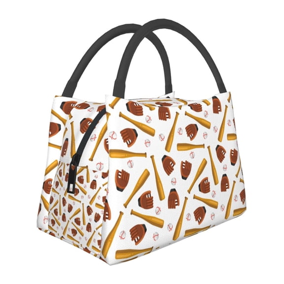 Kuqiui Lunch Bag for Women/Men,Waterproof Reusable Portable Lunch Tote,Lunch Box Bag.Thermal Cooler Bag Ideal for Work/Party/Travel/Picnic (Baseball Sport )