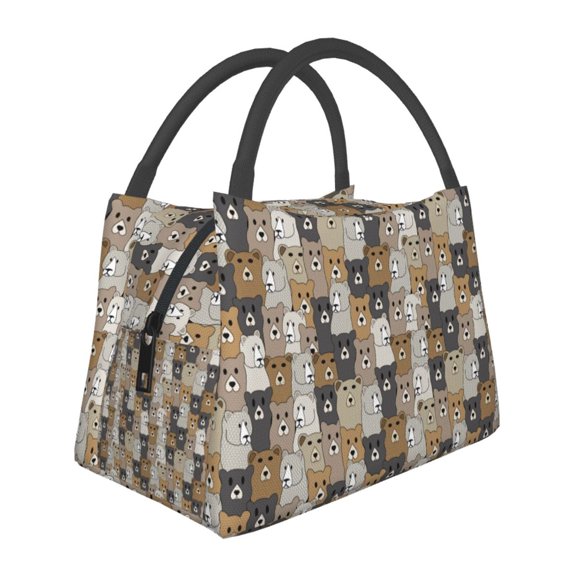 Kuqiui Lunch Bag for Women/Men,Waterproof Reusable Portable Lunch Tote,Lunch Box Bag.Thermal Cooler Bag Ideal for Work/Party/Travel/Picnic (Cartoon Bear )