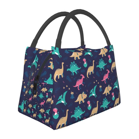 Kuqiui Lunch Bag for Women/Men,Waterproof Reusable Portable Lunch Tote,Lunch Box Bag.Thermal Cooler Bag Ideal for Work/Party/Travel/Picnic (Cartoon Dinosaur )