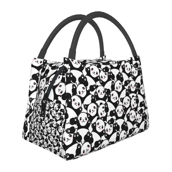 Kuqiui Lunch Bag for Women/Men,Waterproof Reusable Portable Lunch Tote,Lunch Box Bag.Thermal Cooler Bag Ideal for Work/Party/Travel/Picnic (Cute Panda (3) )