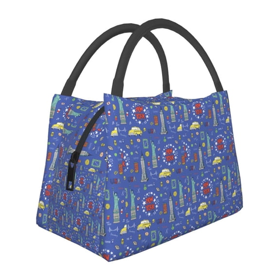 Kuqiui Lunch Bag for Women/Men,Waterproof Reusable Portable Lunch Tote,Lunch Box Bag.Thermal Cooler Bag Ideal for Work/Party/Travel/Picnic (New-York City )