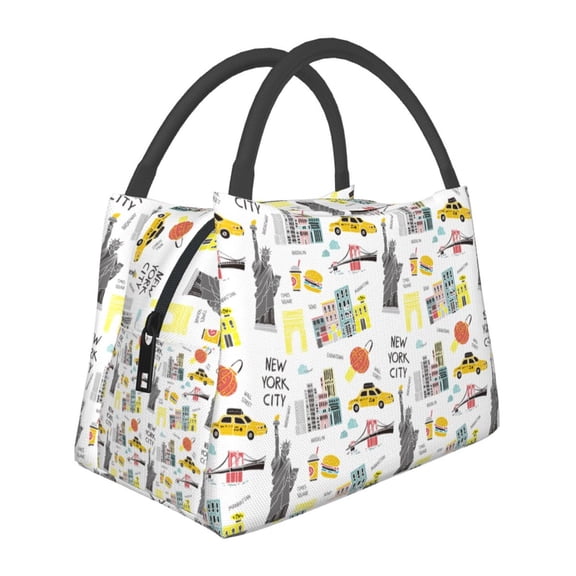Kuqiui Lunch Bag for Women/Men,Waterproof Reusable Portable Lunch Tote,Lunch Box Bag.Thermal Cooler Bag Ideal for Work/Party/Travel/Picnic (New York )
