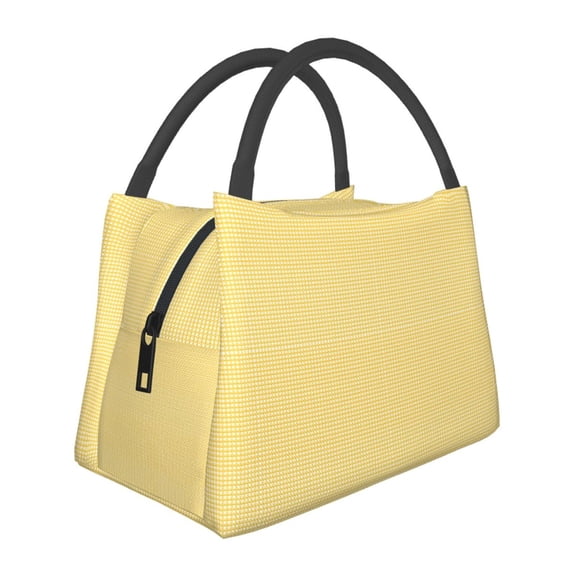 Kuqiui Lunch Bag for Women/Men,Waterproof Reusable Portable Lunch Tote,Lunch Box Bag.Thermal Cooler Bag Ideal for Work/Party/Travel/Picnic (Yellow Gingham )