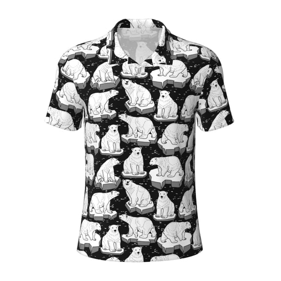 Kuqiui Mens Golf Polo Shirt Dry Fit Performance Sport Short Sleeve Golf Polo Shirts for Men-Cute Cartoon Polar Bear