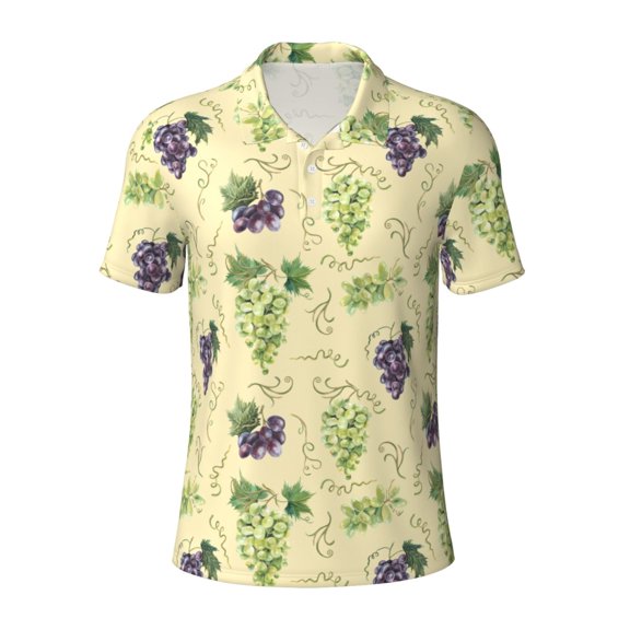 Kuqiui Mens Golf Polo Shirt Dry Fit Performance Sport Short Sleeve Golf Polo Shirts for Men-Green And Purple Grapes