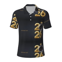 Kuqiui Mens Golf Polo Shirt Dry Fit Performance Sport Short Sleeve Golf Polo Shirts for Men-Happy New Year 2026