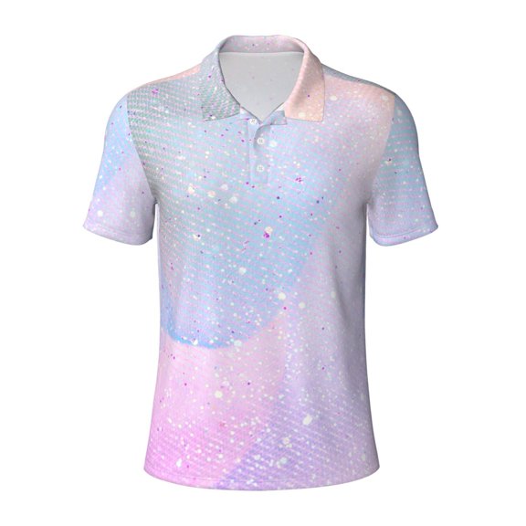 Kuqiui Mens Golf Polo Shirt Dry Fit Performance Sport Short Sleeve Golf Polo Shirts for Men-Rainbow Unicorn Party