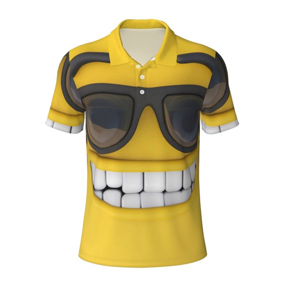 Kuqiui Mens Golf Polo Shirt Dry Fit Performance Sport Short Sleeve Golf Polo Shirts for Men-Smiling With Sunglasses