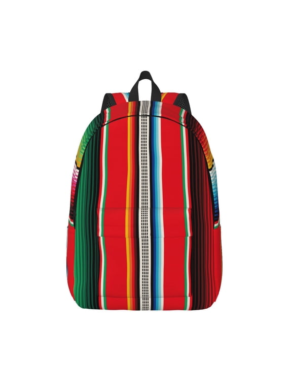 Mexican Serape Blanket Stripes Print Canvas Travel Laptop Backpack for Men Women,Business Work Rucksack College School Computer Bag Fits 15.6 Inch Notebook