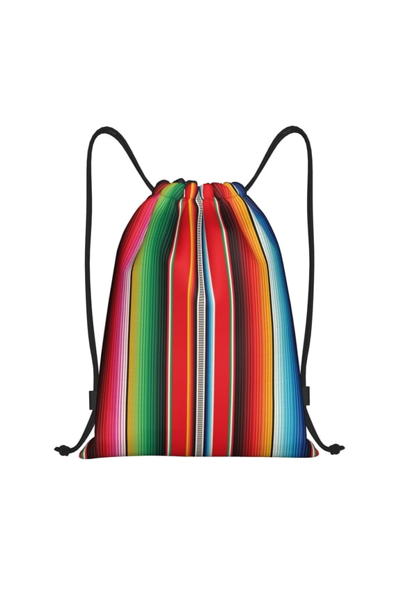 Mexican Serape Blanket Stripes Print Drawstring Backpack Drawstring Bags,Draw String Back Bag Drawstring Bags for Sports,Gym,Travel,Swimming,Beach
