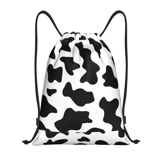 Kuqiui Milk Cow Print Drawstring Backpack Drawstring Bags,Draw String Back Bag Drawstring Bags for Sports,Gym,Travel,Swimming,Beach