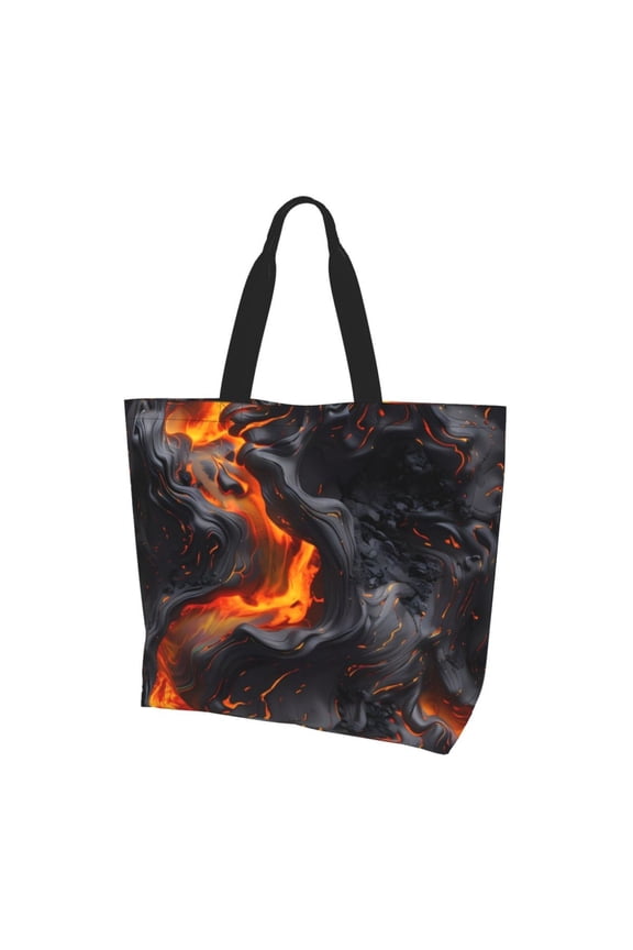 Molten Lava Abstract Flow Print Tote Bag,Zipper Tote Bag for Women,Tote Bag Inner Pocket Pattern Lightweight Daily Bag Book Bag