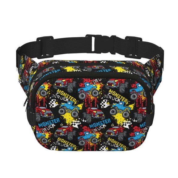 Kuqiui Monster Car Print Fanny Packs for Women Cross Body Waist Bag Fashionable Fanny Pack Designer Workout Hiking Waist Pack Running Travel Gym