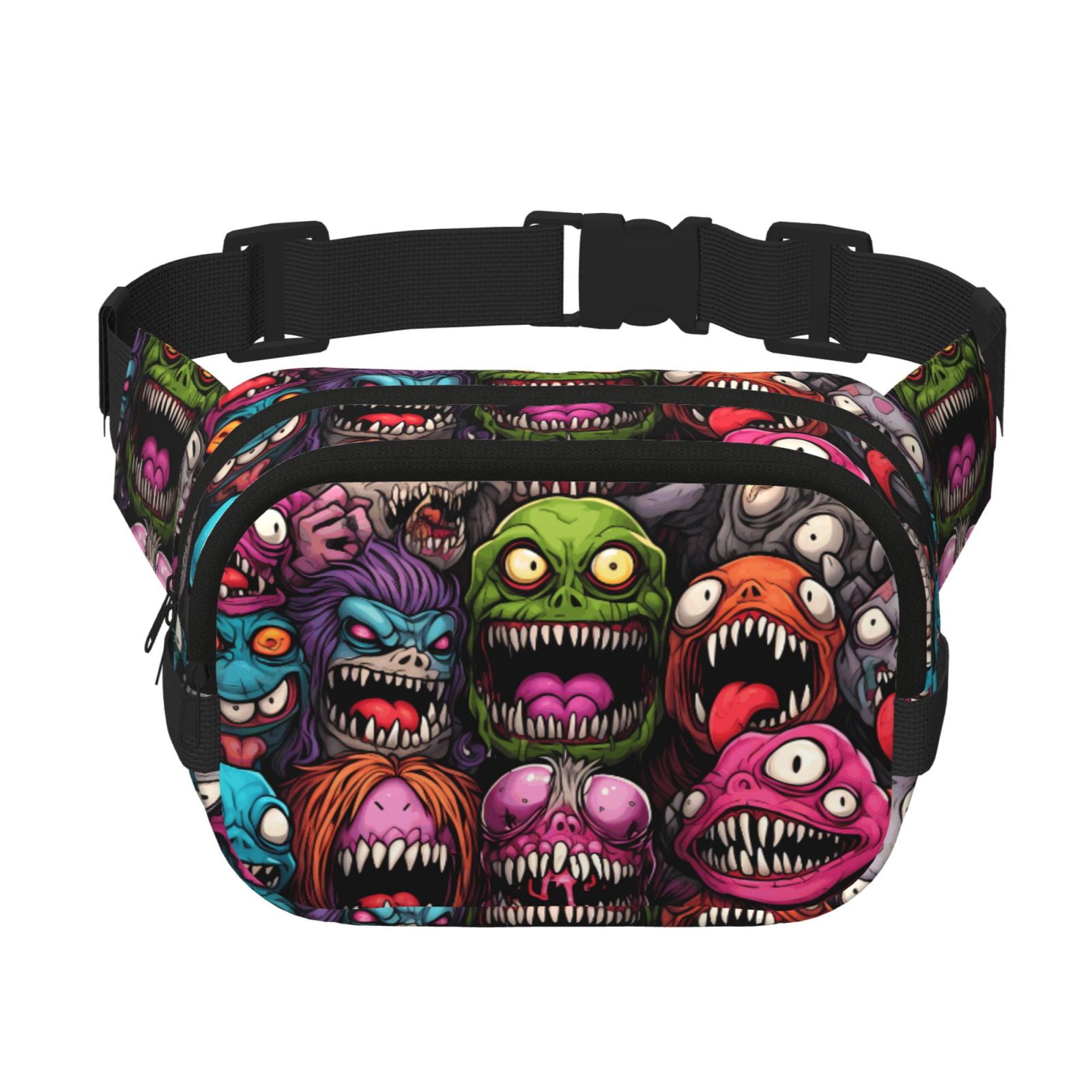 Kuqiui Monstrous Cartoon Characters Print Fanny Packs for Women Cross Body Waist Bag Fashionable Fanny Pack Designer Workout Hiking Waist Pack Running Travel Gym