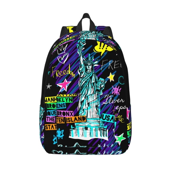 Kuqiui New York City Print Canvas Travel Laptop Backpack for Men Women,Business Work Rucksack College School Computer Bag Fits 15.6 Inch Notebook