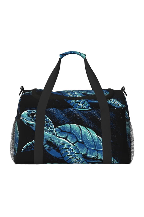 Ocean Turtle Print Foldable Travel Duffel Bag Tote Carry on Luggage Bag Personal item Sports Gym Bag Water Resistant Weekender Overnight Bags for Women and Men
