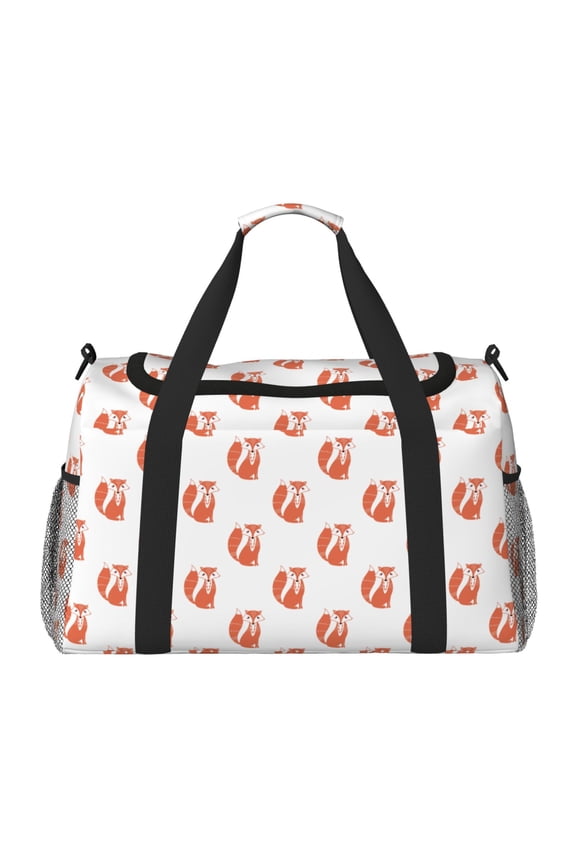 Orange Fox Print Foldable Travel Duffel Bag Tote Carry on Luggage Bag Personal item Sports Gym Bag Water Resistant Weekender Overnight Bags for Women and Men