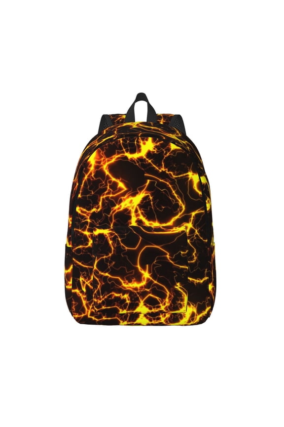 Orange Lightning Print Canvas Travel Laptop Backpack for Men Women,Business Work Rucksack College School Computer Bag Fits 15.6 Inch Notebook