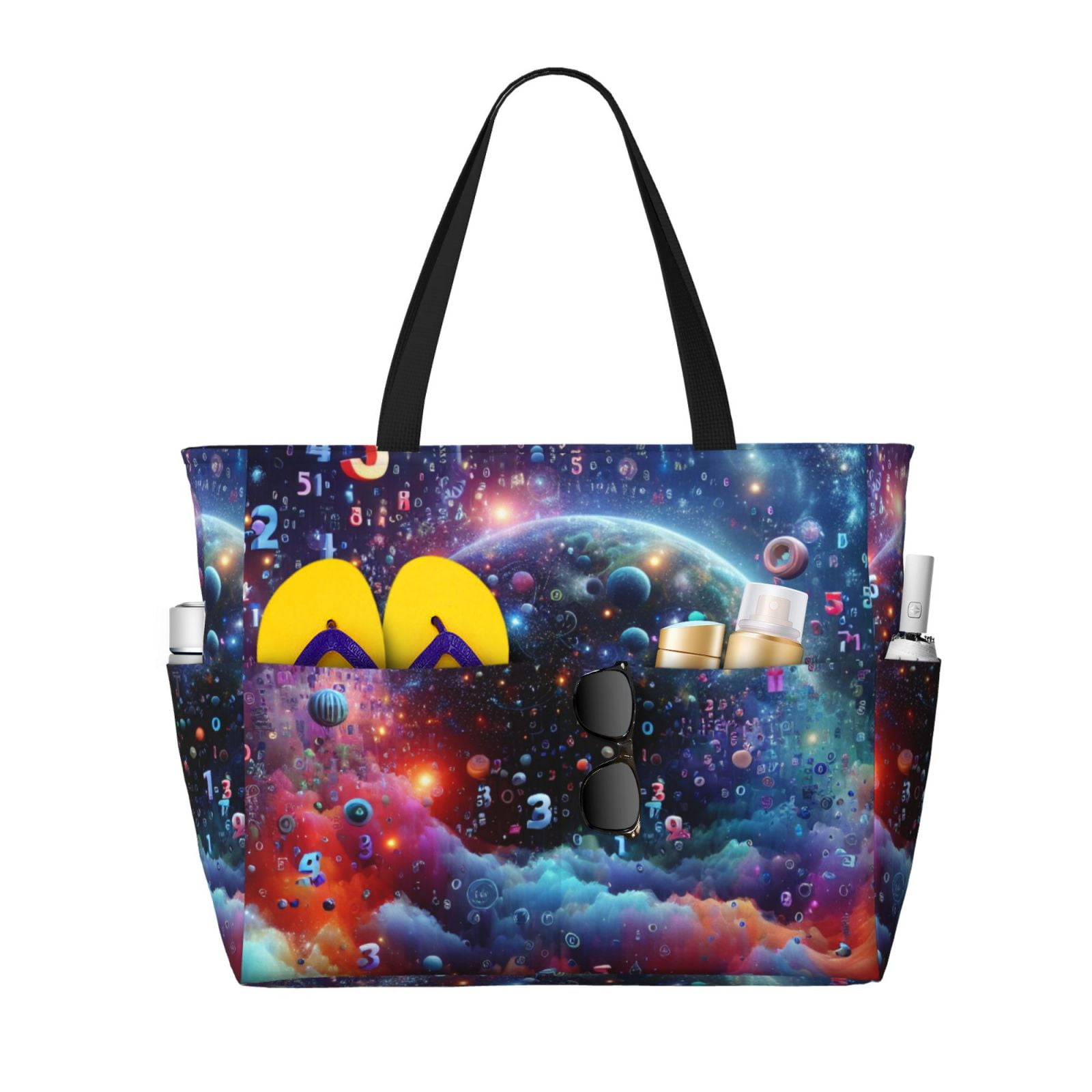 Kuqiui Outer Space Floating Numbers And Letters Print Beach Pool Bags ...