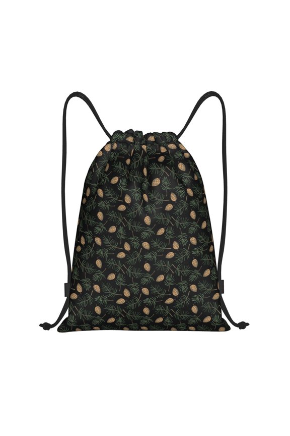 Pine Cone Woodland Pattern Print Drawstring Backpack Drawstring Bags,Draw String Back Bag Drawstring Bags for Sports,Gym,Travel,Swimming,Beach