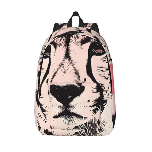 Kuqiui Pink Cheetah Art Print Canvas Travel Laptop Backpack for Men Women,Business Work Rucksack College School Computer Bag Fits 15.6 Inch Notebook