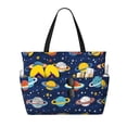 thumbnail image 1 of Kuqiui Planets and Stars Print Beach Pool Bags Tote for Women Ladies Large Gym Tote Carry On Bag for Weekender Travel Waterproof, 1 of 6