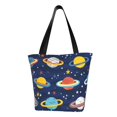 thumbnail image 1 of Kuqiui Planets and Stars Print Canvas Tote Bag for Women Cute Clothing Book Aesthetic Casual Reusable Tote Shoulder Bags, 1 of 7