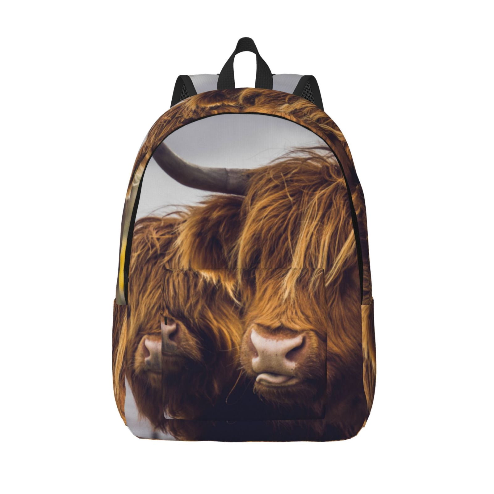 Kuqiui Portrait Of Cow With Its Baby Cow Print Canvas Travel Laptop Backpack for Men Women,Business Work Rucksack College School Computer Bag Fits 15.6 Inch Notebook