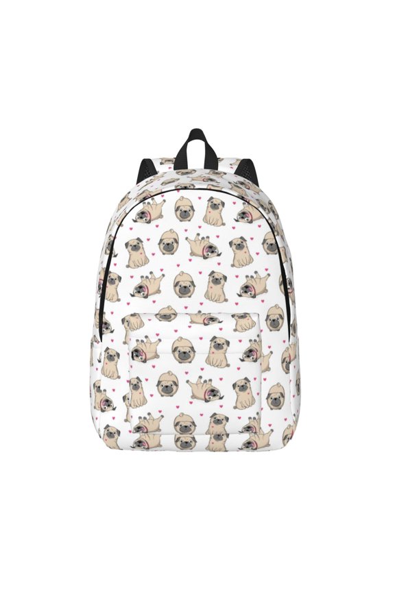 Pugs Print Canvas Travel Laptop Backpack for Men Women,Business Work Rucksack College School Computer Bag Fits 15.6 Inch Notebook