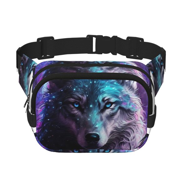 Kuqiui Purple Sky Wolf Print Fanny Packs for Women Cross Body Waist Bag Fashionable Fanny Pack Designer Workout Hiking Waist Pack Running Travel Gym