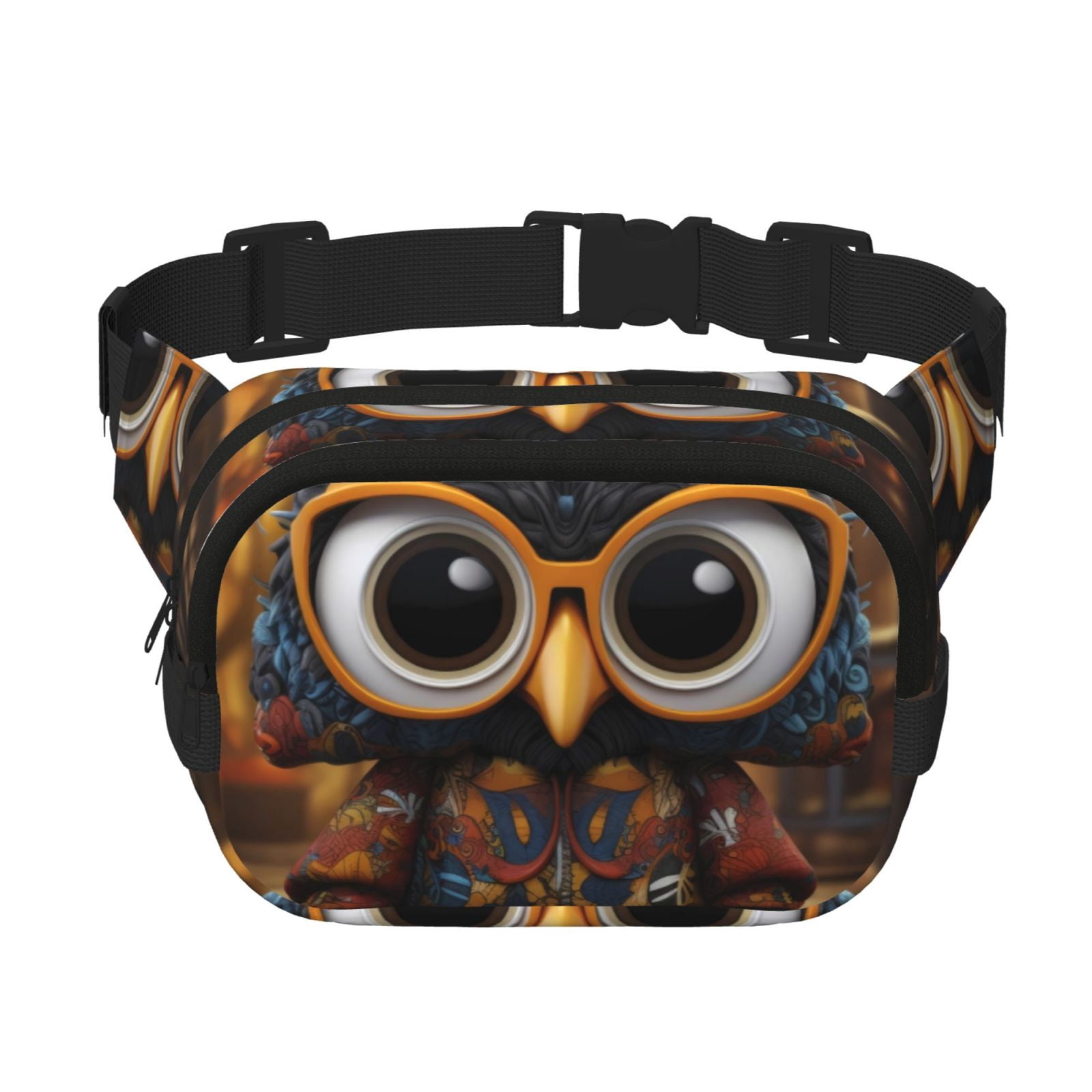 Kuqiui Quirky Owl With Glasses Print Fanny Packs for Women Cross Body Waist Bag Fashionable Fanny Pack Designer Workout Hiking Waist Pack Running Travel Gym