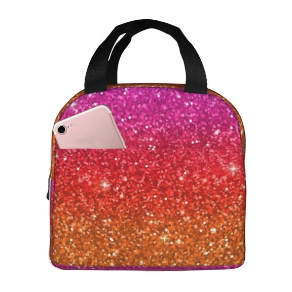 Kuqiui Rainbow Glitter Print Lunch Bag Lunch Box for Women & Men,Large Capacity Insulated Lunch Bag for Adult,Leakproof Reusable Lunch Tote Bags for Work/Office/Travel/Picnic