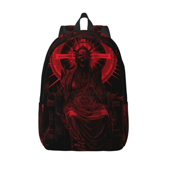 Kuqiui Red Gothic Skeleton Throne Print Canvas Travel Laptop Backpack for Men Women,Business Work Rucksack College School Computer Bag Fits 15.6 Inch Notebook
