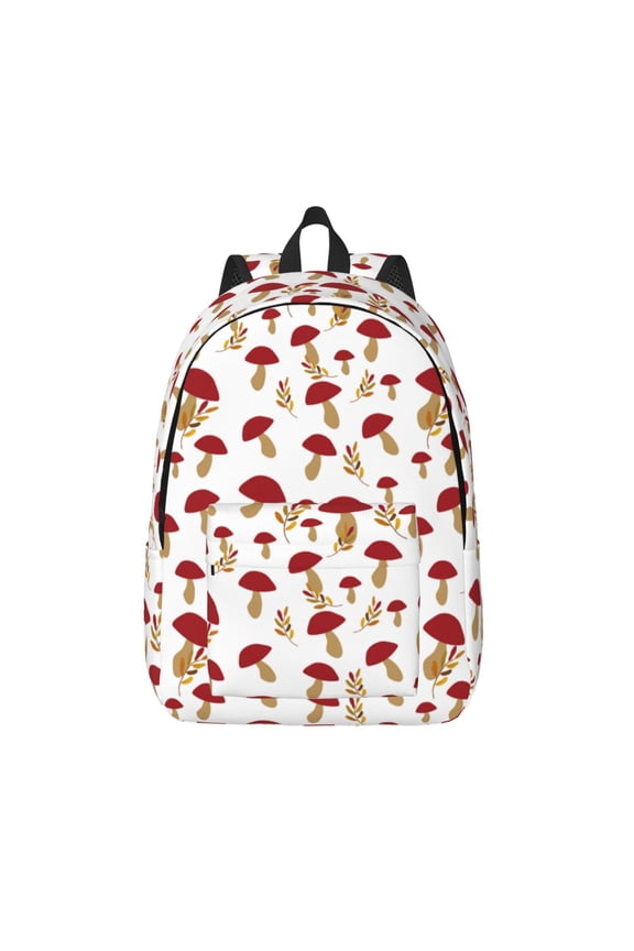 Red Mushroom Print Canvas Travel Laptop Backpack for Men Women,Business Work Rucksack College School Computer Bag Fits 15.6 Inch Notebook