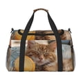 thumbnail image 1 of Kuqiui Relaxing Cat With Orange Juice Print Foldable Travel Duffel Bag Tote Carry on Luggage Bag Personal item Sports Gym Bag Water Resistant Weekender Overnight Bags for Women and Men, 1 of 7