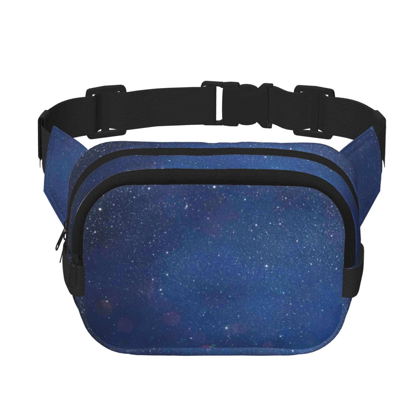 Kuqiui Retro Blue Glitter Print Fanny Packs for Women Cross Body Waist Bag Fashionable Fanny Pack Designer Workout Hiking Waist Pack Running Travel Gym