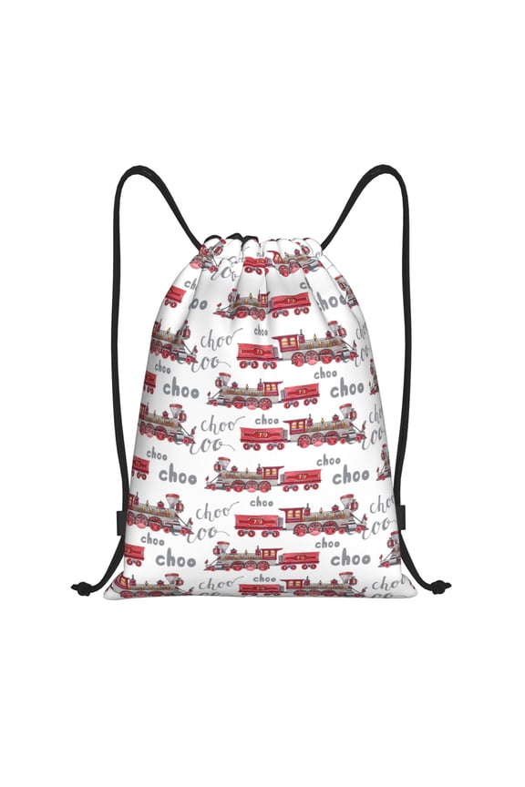Retro Train Print Drawstring Backpack Drawstring Bags,Draw String Back Bag Drawstring Bags for Sports,Gym,Travel,Swimming,Beach