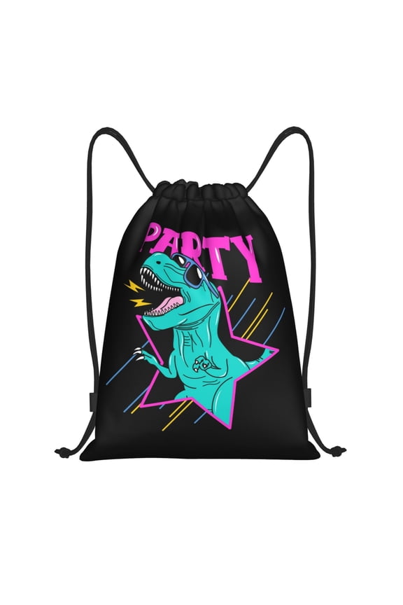 Rex Dinosaur With Sunglasses Print Drawstring Backpack Drawstring Bags,Draw String Back Bag Drawstring Bags for Sports,Gym,Travel,Swimming,Beach