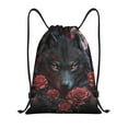 thumbnail image 1 of Kuqiui Rose Full Moon Black Wolf Print Drawstring Backpack Drawstring Bags,Draw String Back Bag Drawstring Bags for Sports,Gym,Travel,Swimming,Beach, 1 of 8