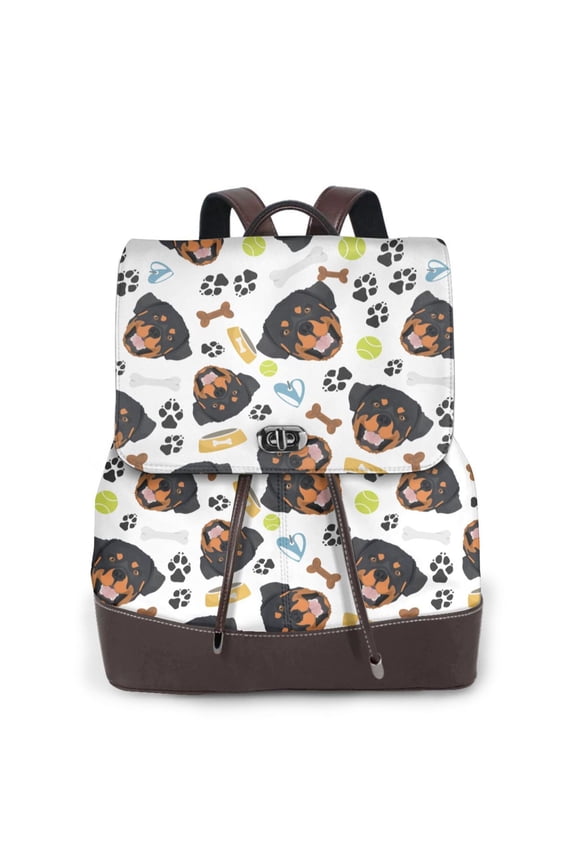 Rottweiler Print Leather Backpack Purse For Women Fashion Ladies Vintage Bags Casual College Travel Backpacks bag