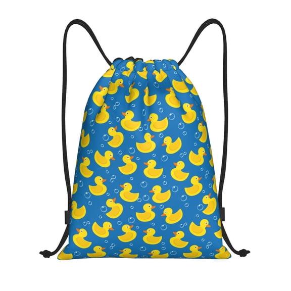 Kuqiui Rubber Duck Print Drawstring Backpack Drawstring Bags,Draw String Back Bag Drawstring Bags for Sports,Gym,Travel,Swimming,Beach
